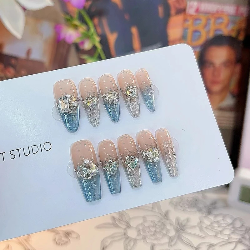 【海棠湾】抒雅手工穿戴甲纯欲气质指尖渐变淡雅高级指甲贴冰透