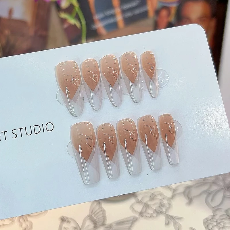 【空白格】抒雅手工穿戴甲纯欲气质指尖渐变淡雅高级指甲贴冰透