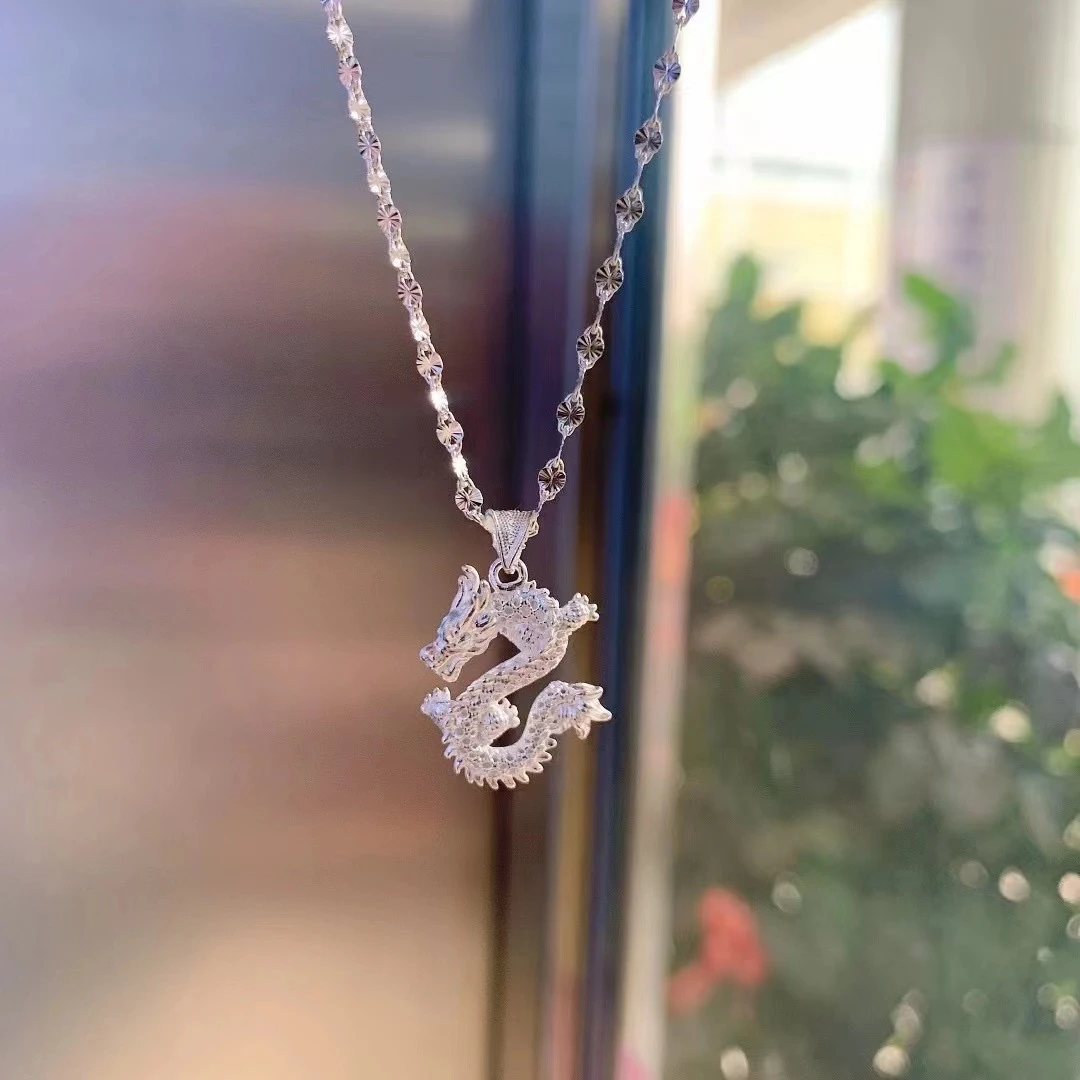 吊坠足银 足银999十二生肖龙吊坠男女龙年纯银挂坠本命年春节礼物