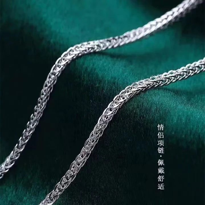 链子足银 纯银999肖邦链男士项链女士时尚细款锁骨链无吊坠颈链