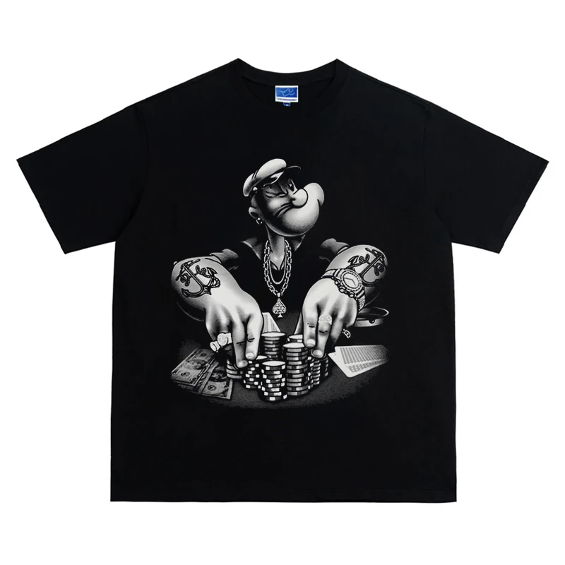 Young Guns 大力水手复古动漫西海岸美式街头大码重磅印花短袖T恤