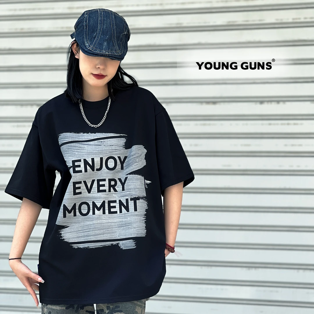 Young Guns【享受时光】重磅潮流ins简约T恤 印花圆领短袖男S122