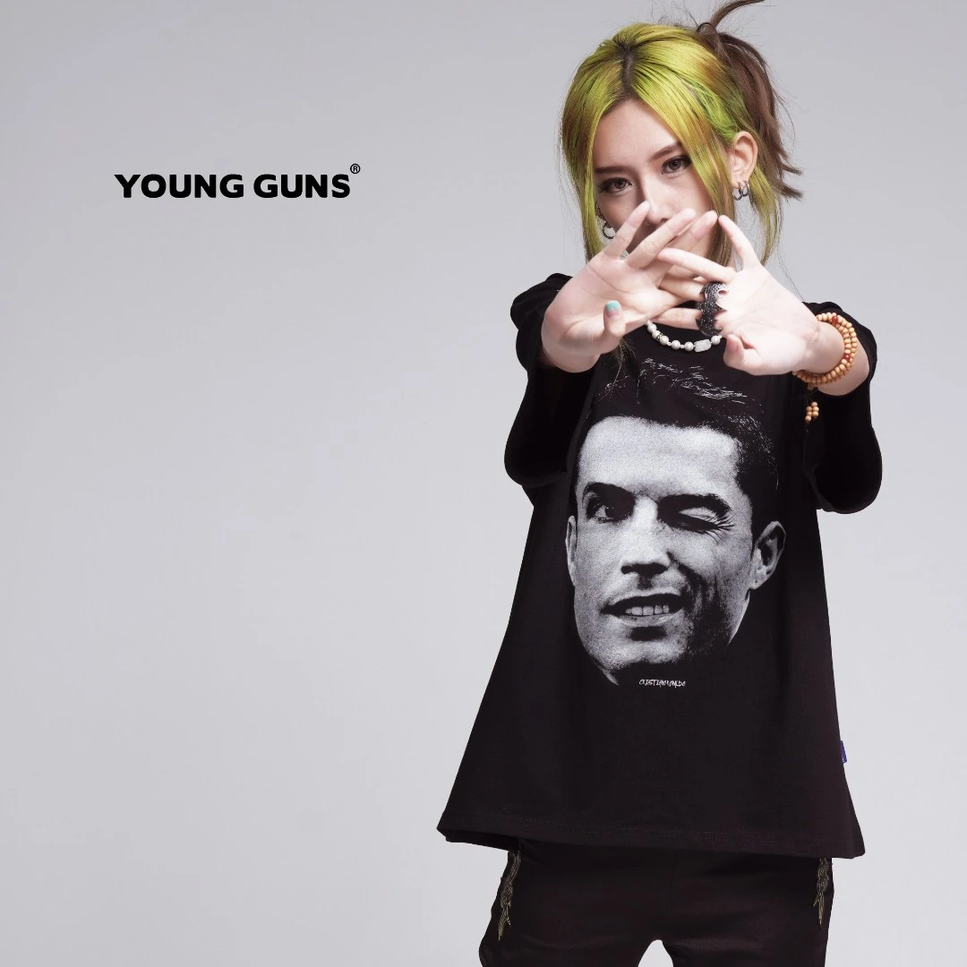 Young Guns 【C罗眨眼】重磅短袖大码简约潮流百搭时尚印花T恤A72