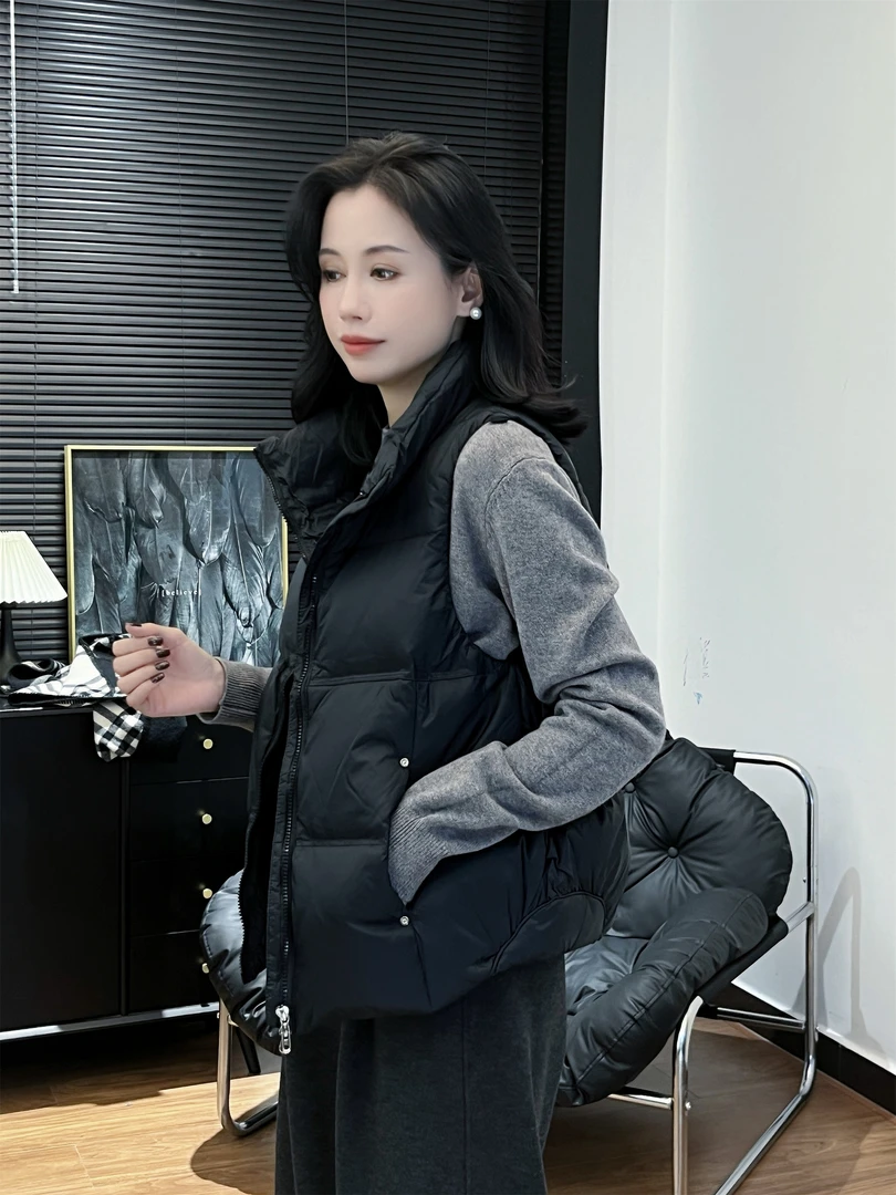 【Si&华严选】羽绒马甲秋冬白鸭绒马夹外套韩版宽松外穿背心6803