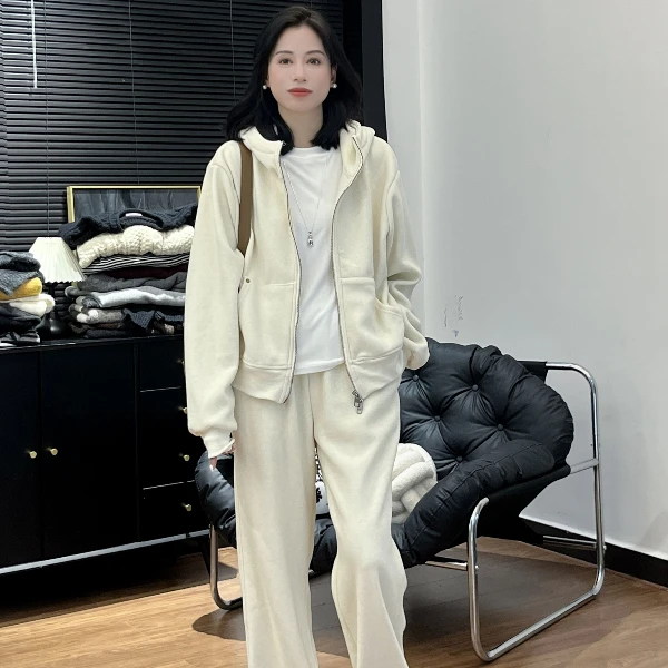 【Si&华严选】时尚连帽高级感休闲运动套装韩系宽松减龄两件套2353