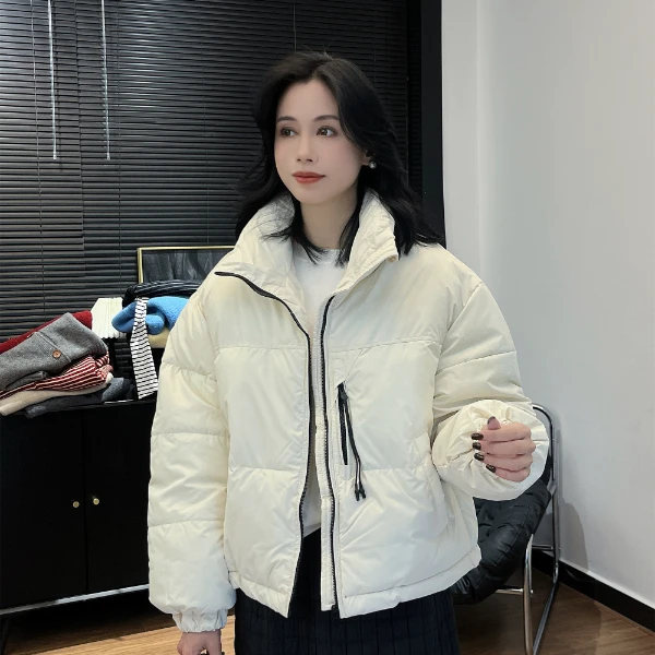 【Si&华严选】立领时尚休闲短款韩系面包服撞色加厚棉服外套8602