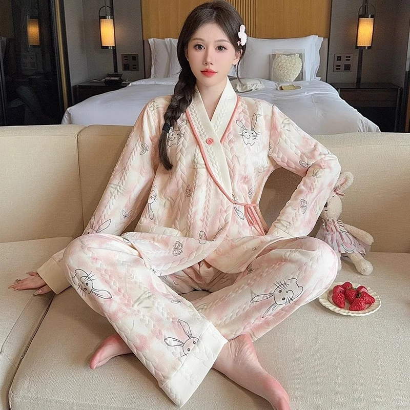 新中式空气棉月子服春秋季纯棉产后10月份11产妇哺乳孕妇睡衣秋冬