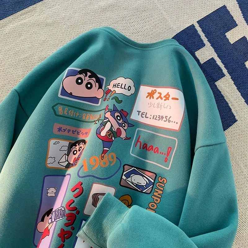 秋冬爆款卡通印花卫衣男2023新款冬季oversize宽松潮流加绒加厚青