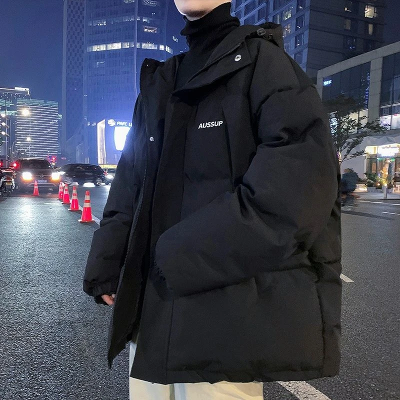 羽绒服男士外套连帽潮流宽松冬装加厚港风ins学生帅气防寒面包服