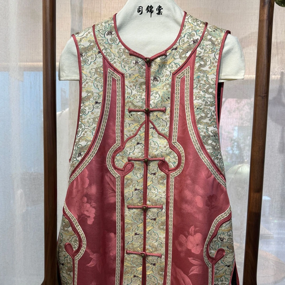 百分百桑蚕丝 如意长款无袖马甲