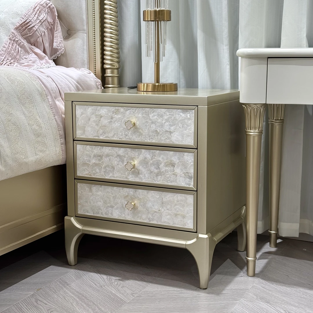 麦芮家居 贝壳床头柜法式轻奢奶油风高端卧室 尺寸550*440*630