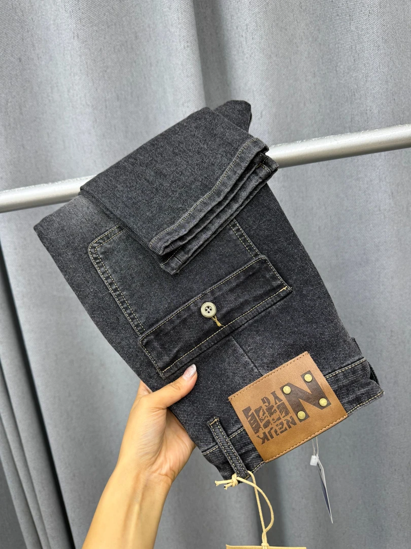 2025春秋轻奢新款男士牛仔时尚工装休闲小直筒弹力百搭长裤子