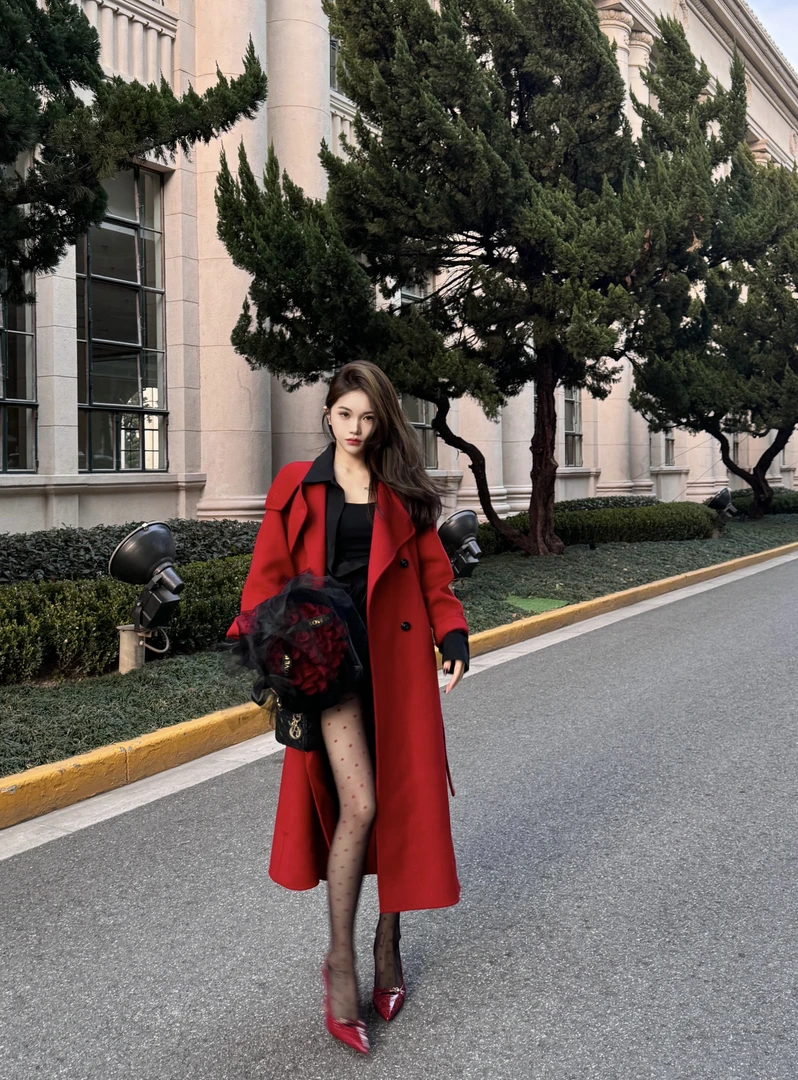 PickRui睿哥 红桃皇后 100羊毛双面尼长款外套