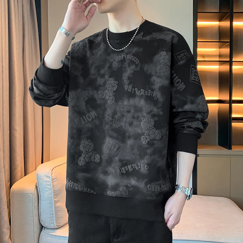 2025春秋季新款男士卫衣ins潮流宽松休闲百搭帅气长袖打底上衣男