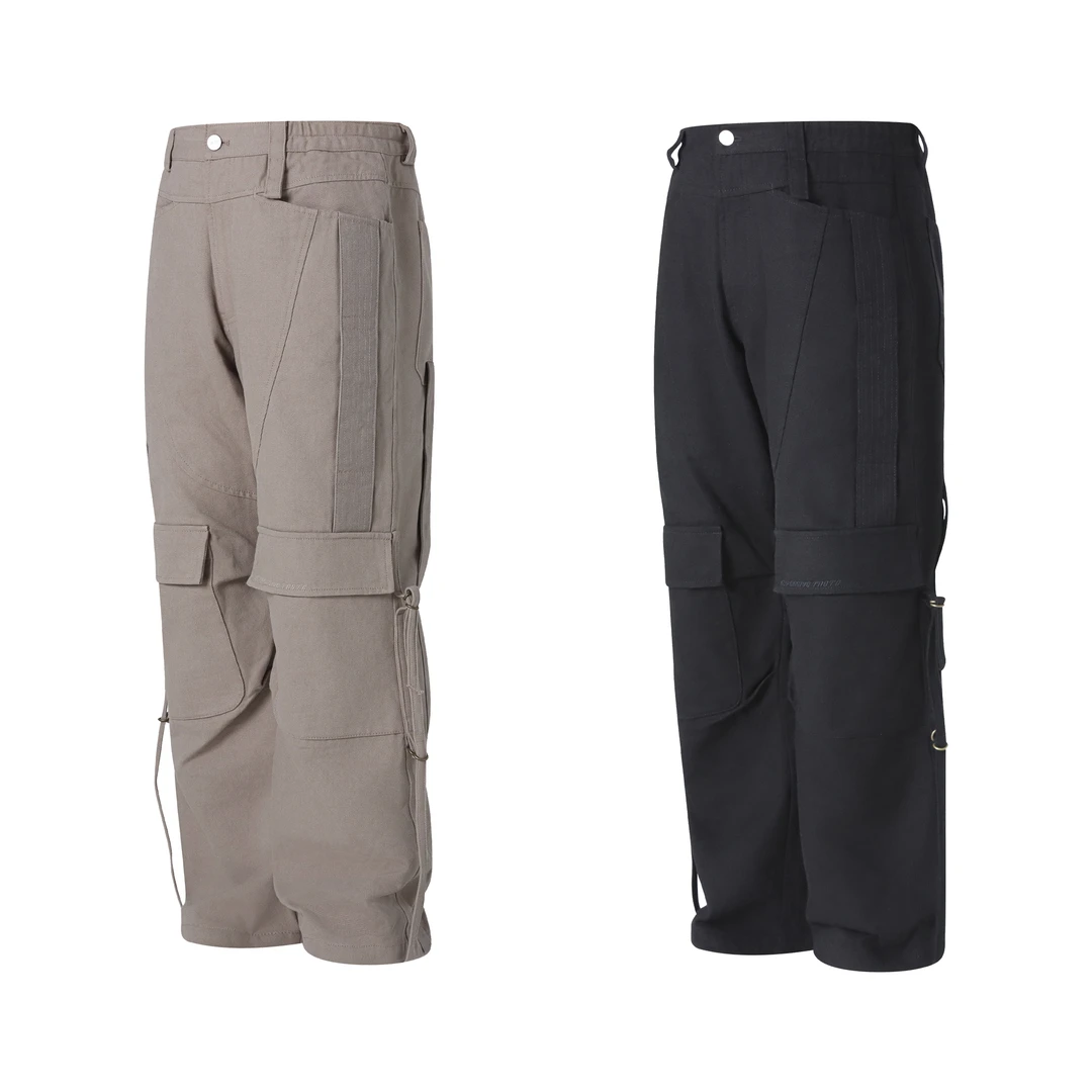 Expensive Taste 功能性可调节宽松直筒绑带工装休闲口袋长裤-P10