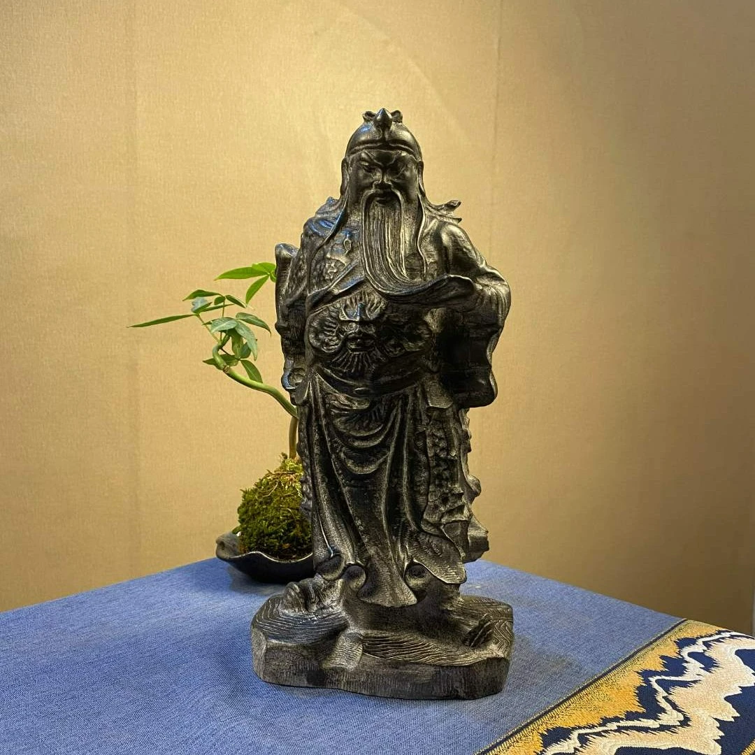 绛石記青石雕刻30cm如来关公关二爷摆件武财神乔迁送礼家居摆件