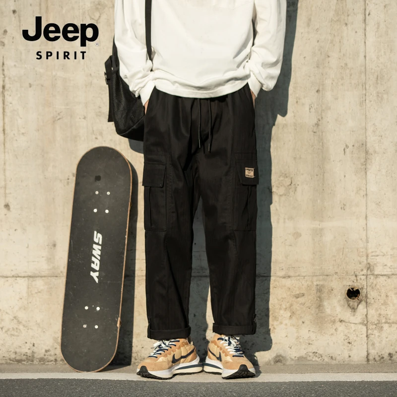 JEEPSPIRIT吉普工装裤男士春夏款夏季美式潮牌高街耐磨直筒休闲裤