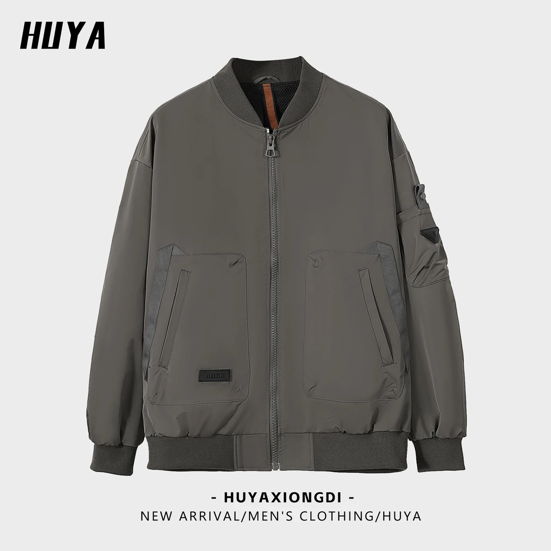 HUYA秋季新款棒球服男士宽松户外潮流休闲工装长袖外套J11-2530