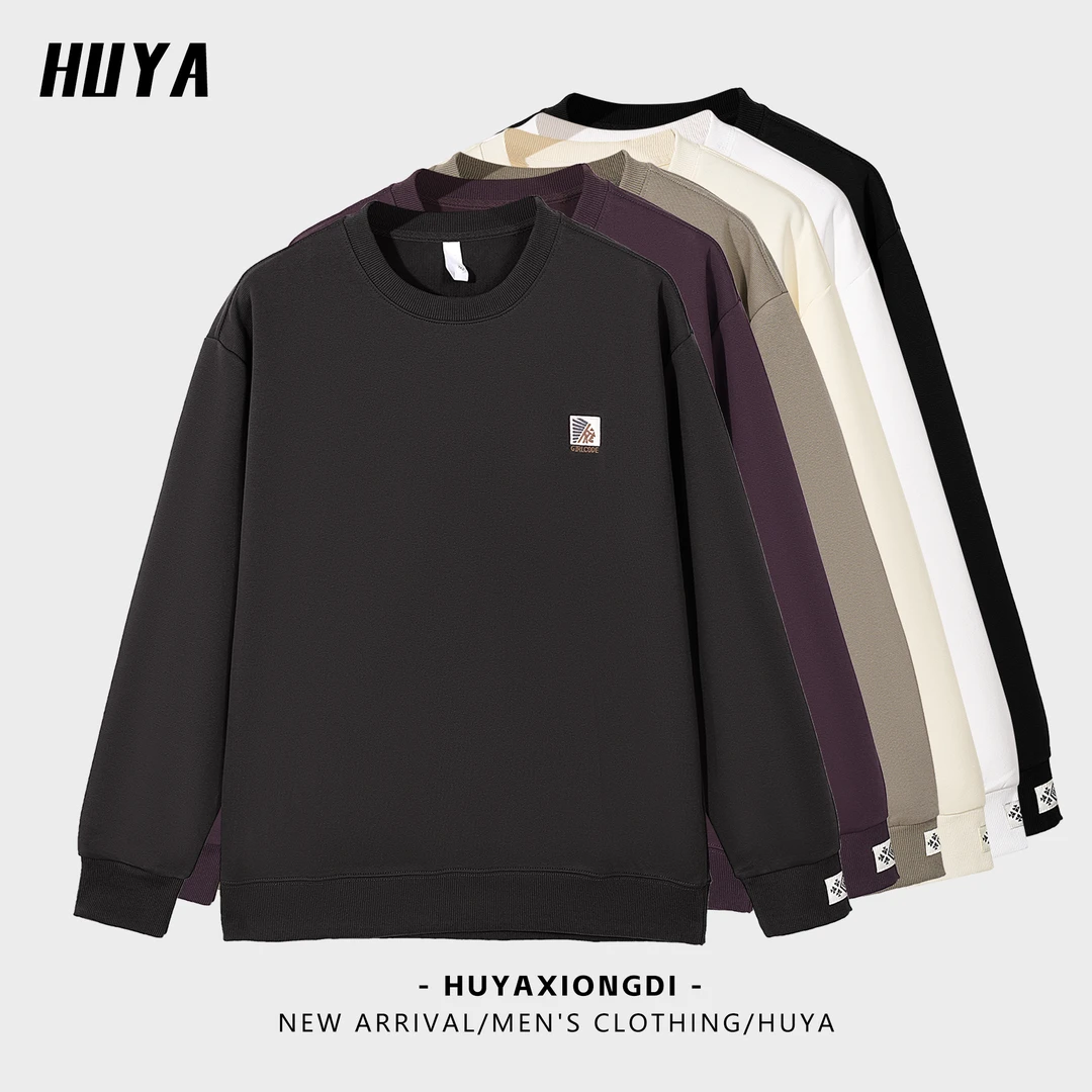 HUYA秋季上新字母通勤时尚男长袖百搭休闲圆领套头卫衣96001-2
