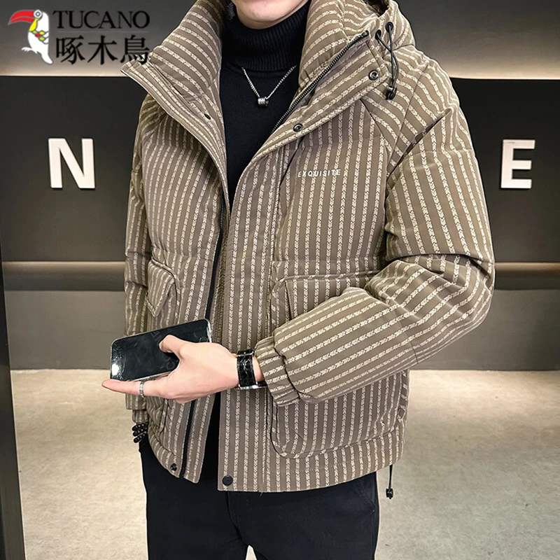 TUCANO/啄木鳥男士国标羽绒服男装2024冬季短款加厚保暖连帽外套