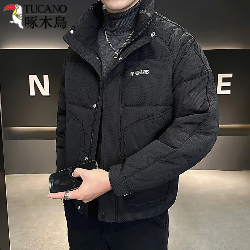 TUCANO/啄木鳥男士羽绒服男短款加厚保暖立领冬季帅气轻薄外套男