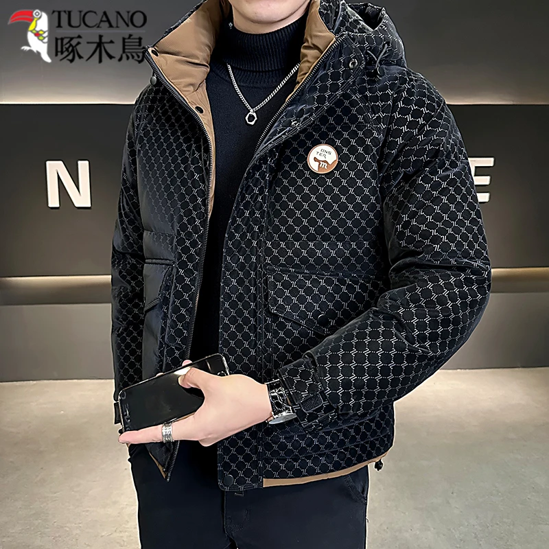 TUCANO/啄木鳥 男士羽绒服男装2024秋冬季短款加厚保暖连帽外套男
