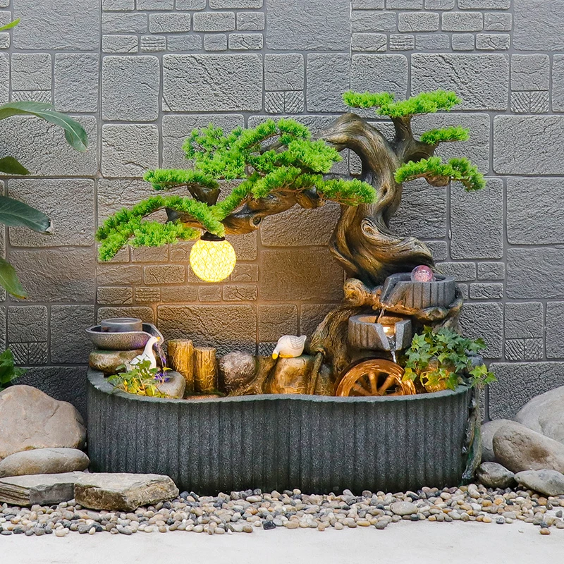 新款水幕墙庭院公司造景石假山户外循环流水喷泉招财屏风玄关摆件