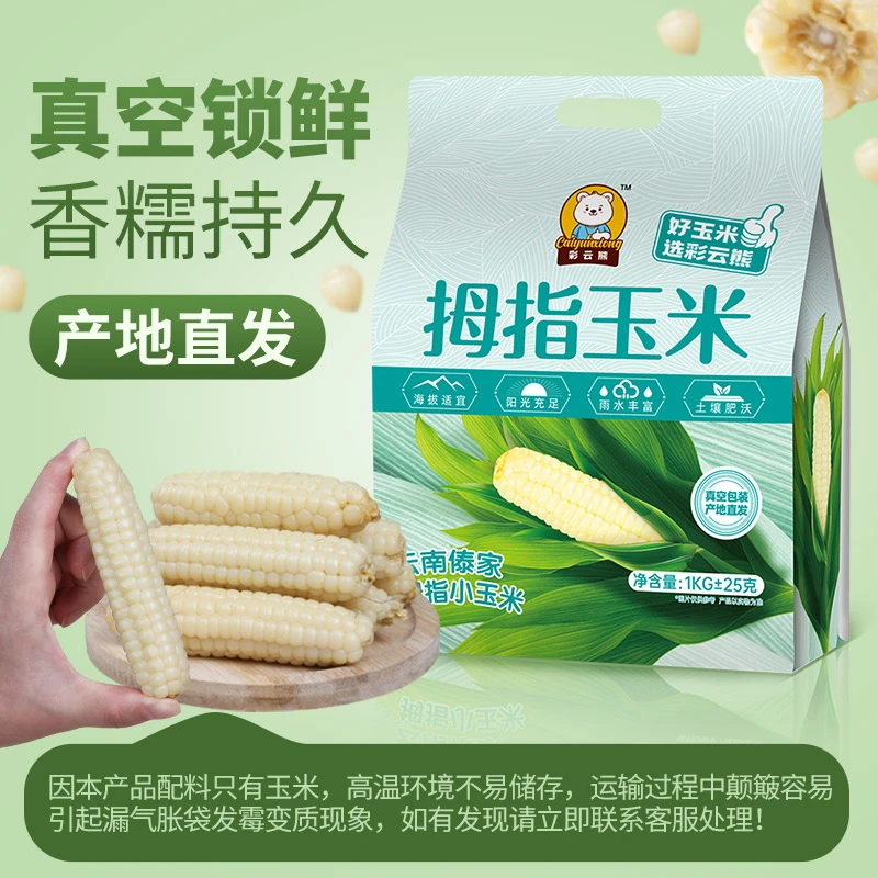 礼袋宝宝拇指玉米云南西双版纳香糯小玉米傣家甜黏手指玉米棒早餐