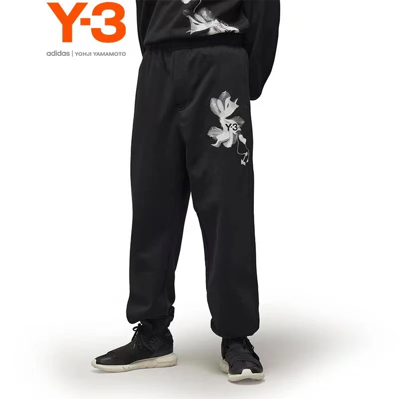 Y-3(50-IN4339)黑色清新雅致季节花系列紧口运动裤