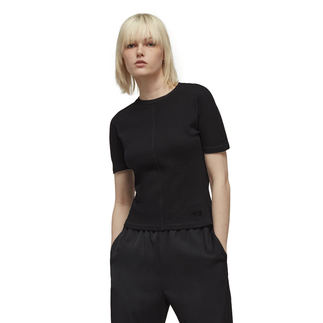 Y-3/Y-3（50-HY1249）黑色女士修身运动休闲T恤百搭潮流时尚T恤显瘦