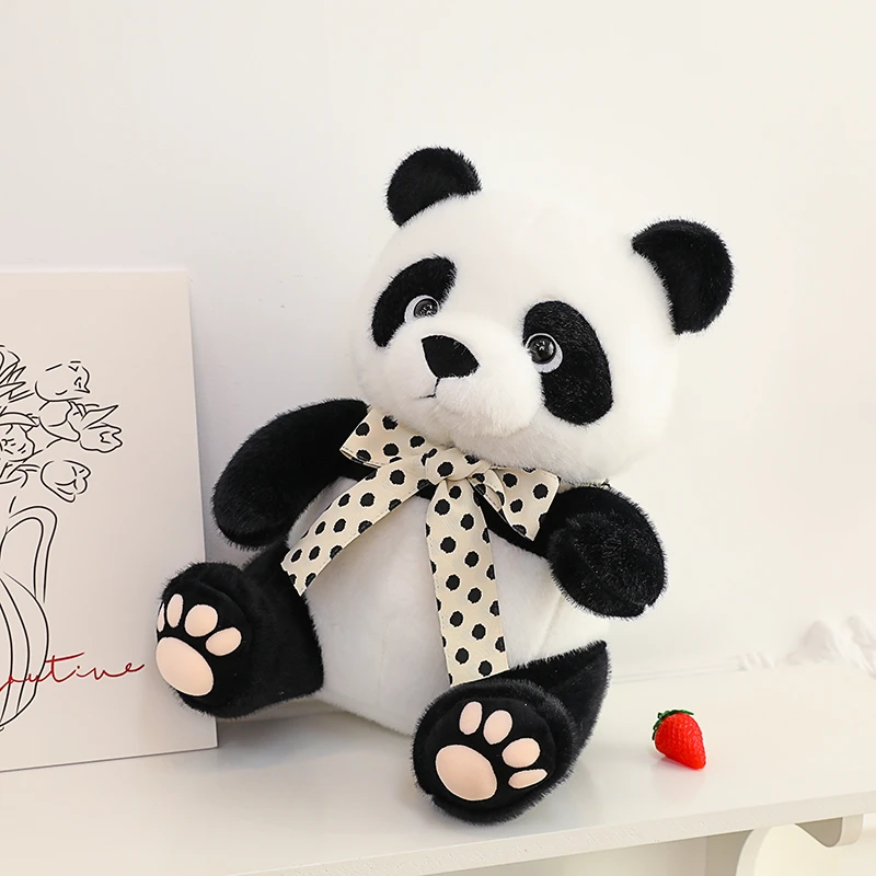 熊猫玩偶毛绒玩具仿真国宝领结大熊猫公仔陪睡抱枕送女友生日礼物