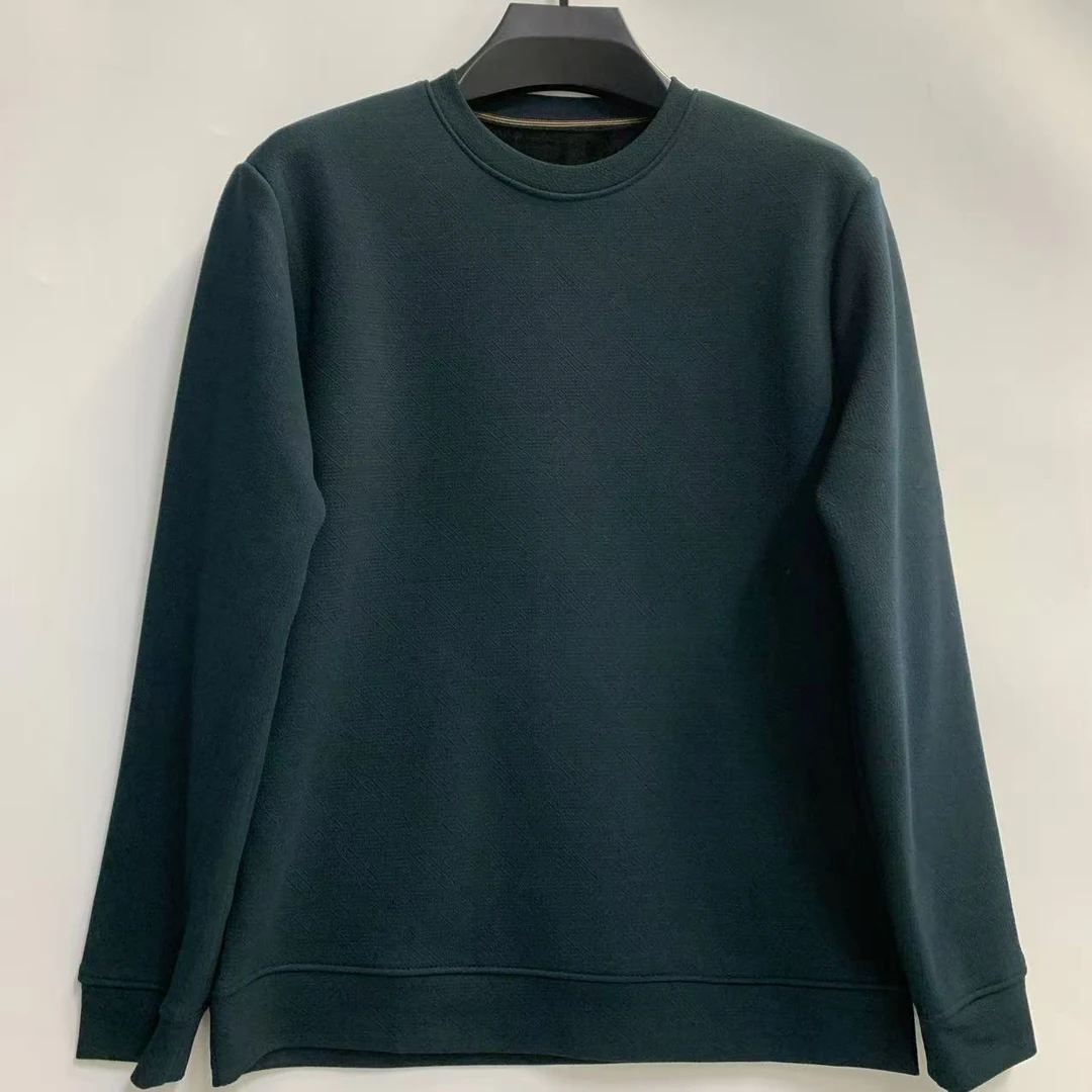 33559男式冬季加绒加厚本色提花长袖卫衣