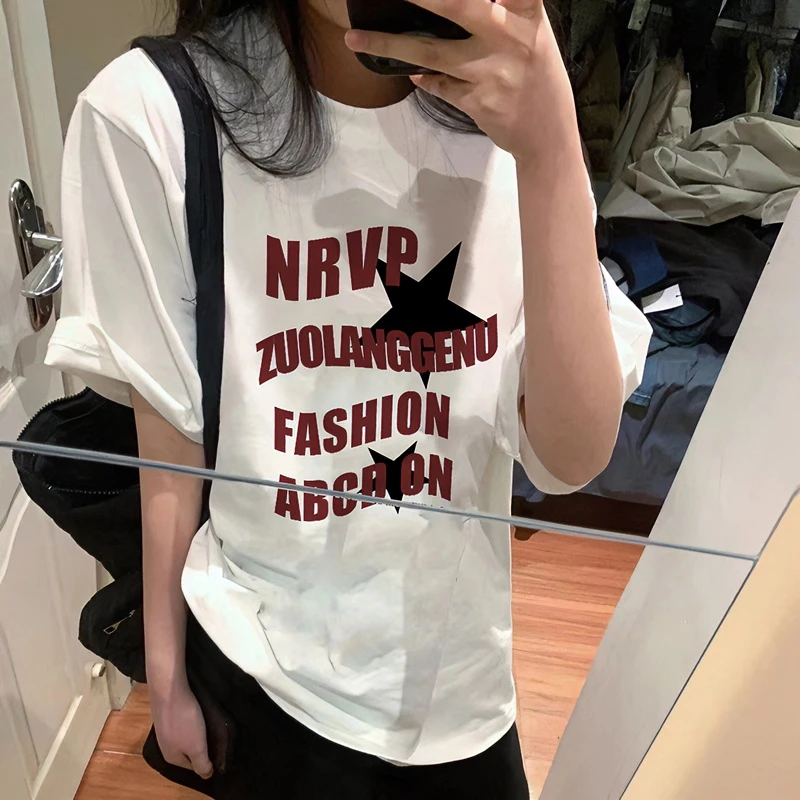 佐朗格奴/纯棉220克休闲短袖男女生同款宽松T恤衫圆领省钱风上衣