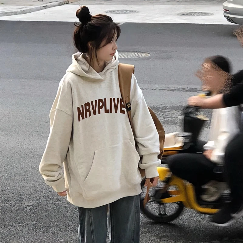 佐朗格奴连帽加绒卫衣中长款宽松街头风长袖百搭加厚外套秋冬新款