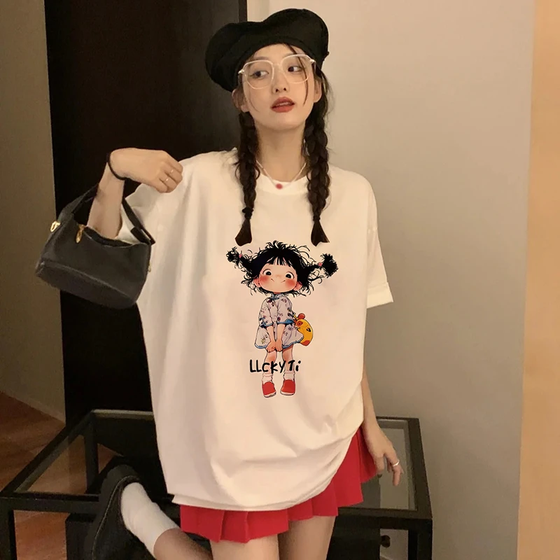 佐朗格奴/纯棉圆领宽松气质减龄设计感字母印花t恤百搭休闲上衣女