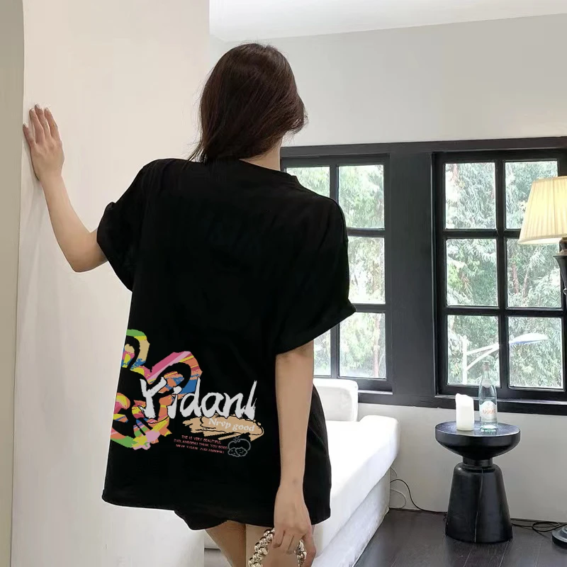 佐朗格奴【100%纯棉】网红印花夏季卡通圆领短袖T恤女宽松通勤上衣