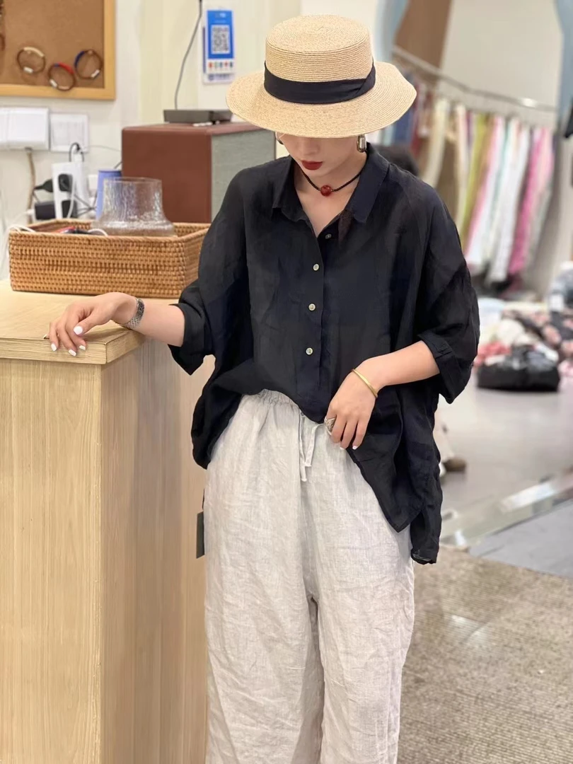 试时尚休闲夏季显瘦苎麻上衣均码90斤可以穿到165斤左右