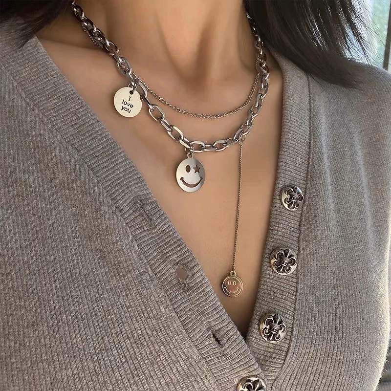 铜合金项链 时尚设计师款百搭小众毛衣链项链配饰颈链锁骨链ins