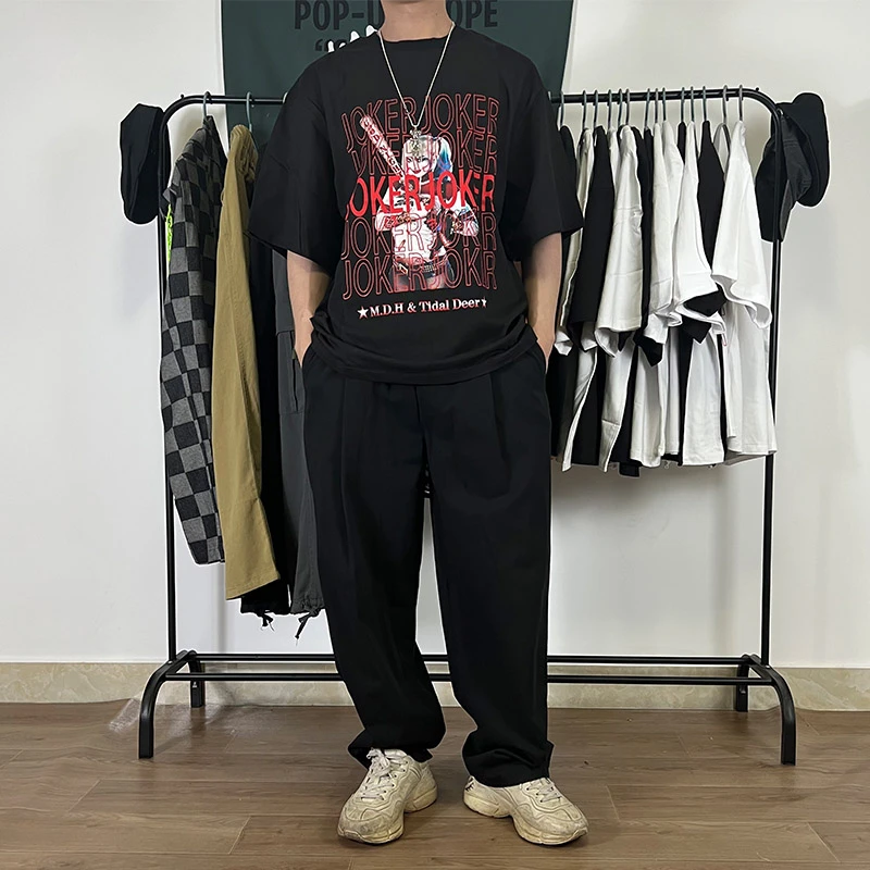 夏季原创设计欧美潮牌t恤男女印花纯棉美式复古重磅短袖体恤情侣