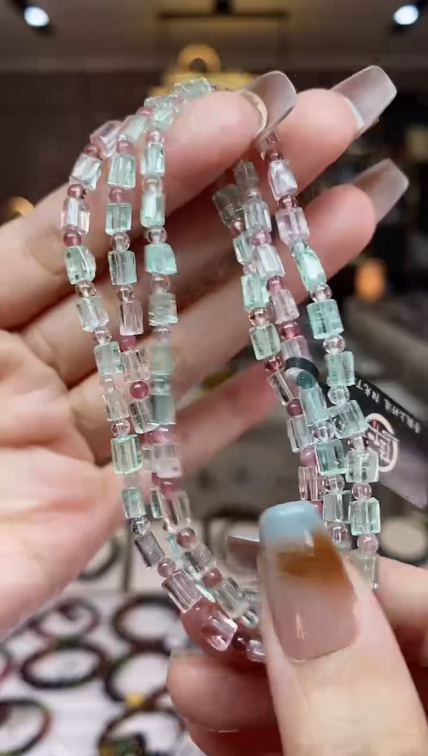 【闪购商品】碧玺原石三圈手串未镶嵌一物一证D多样性发货一条