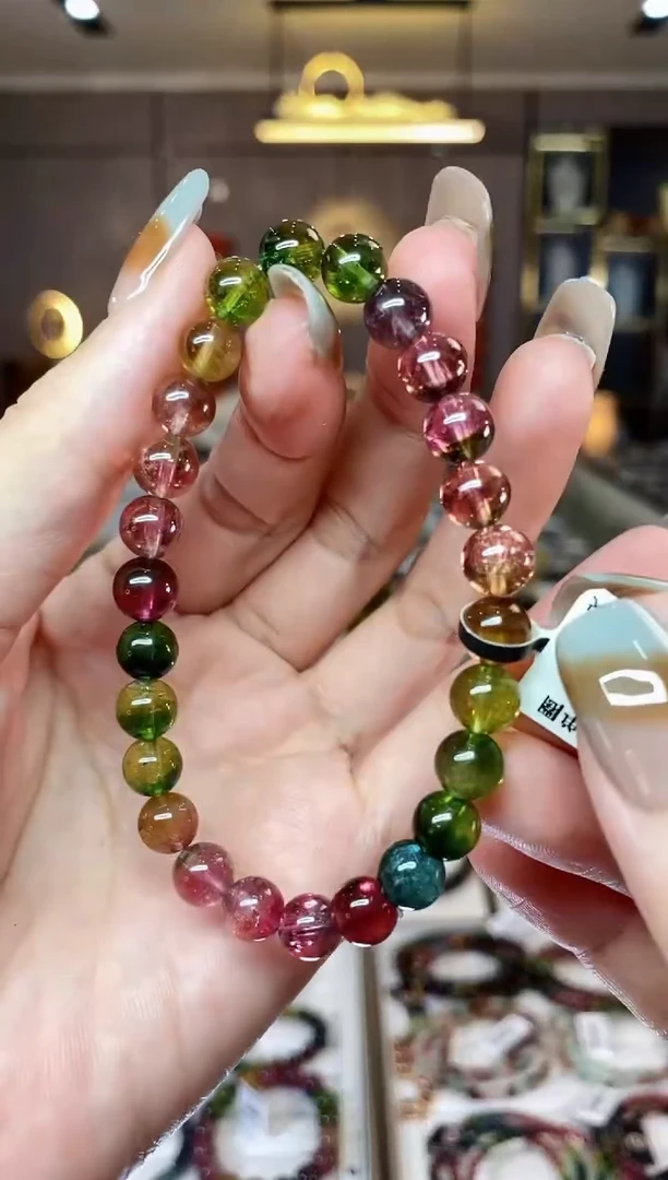 【闪购商品】碧玺收藏级西瓜单圈手串7mm+未镶嵌一物一证D