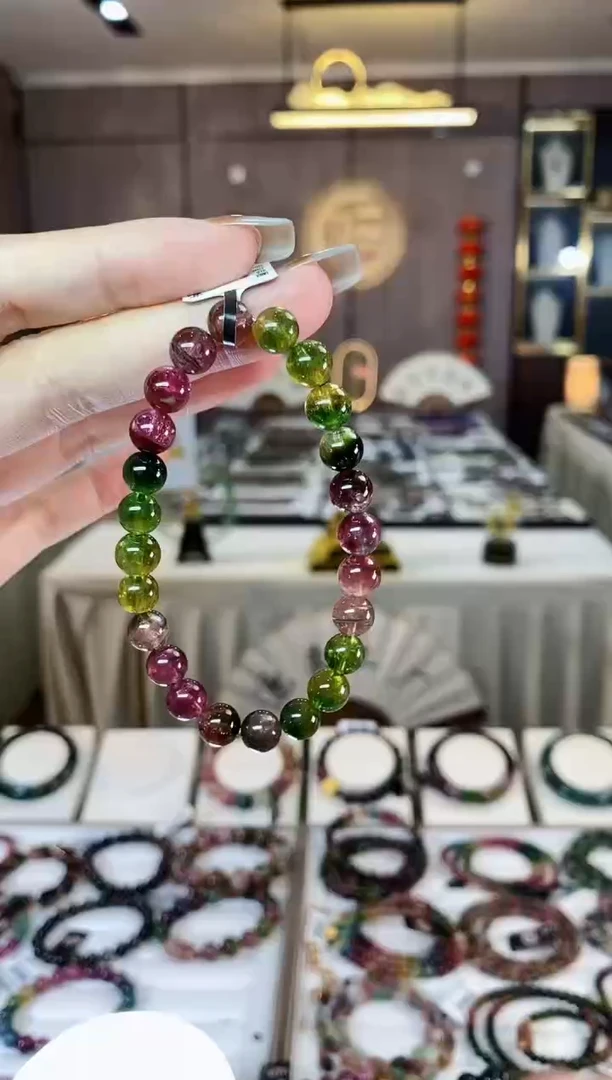 【闪购商品】碧玺收藏级西瓜单圈手串7mm+未镶嵌一物一证D