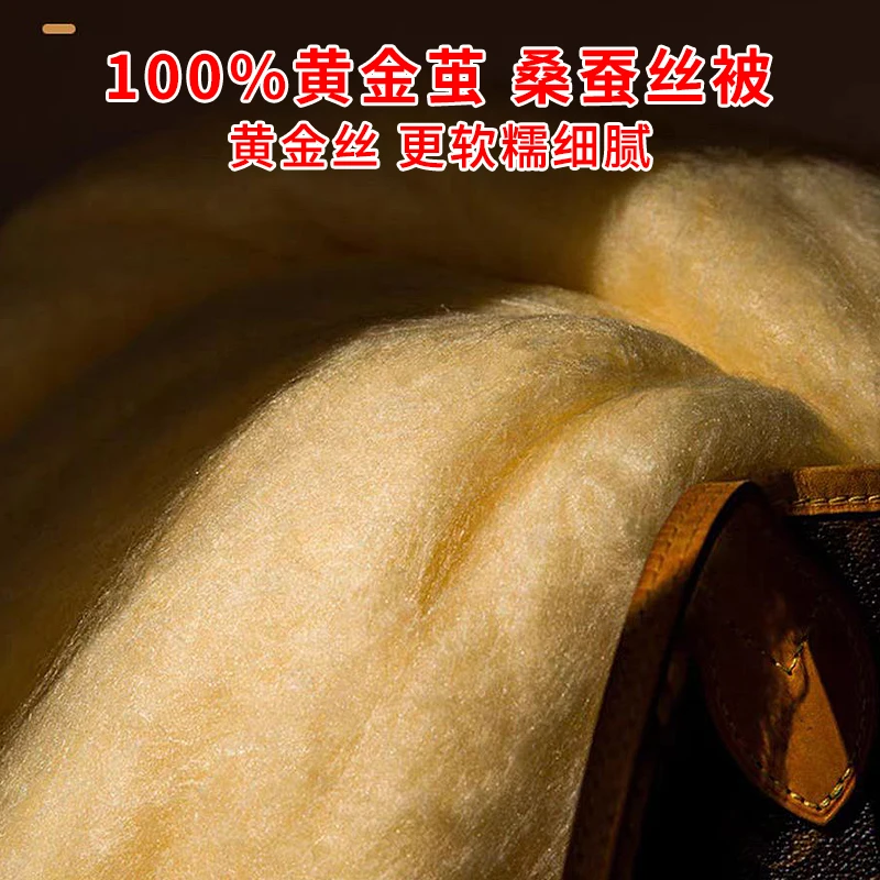 春秋冬被 100%黄金桑蚕丝被  黄金丝蚕丝被春秋冬被夏凉被子尾单