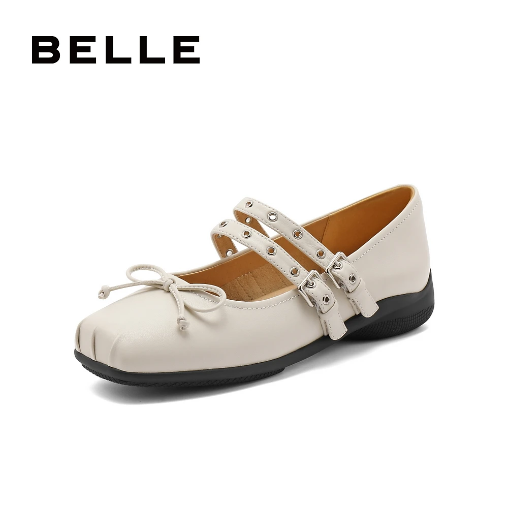 百丽蝴蝶玛丽珍鞋女2024秋商场同款真皮双条带扣时尚单鞋B4X1DCQ4