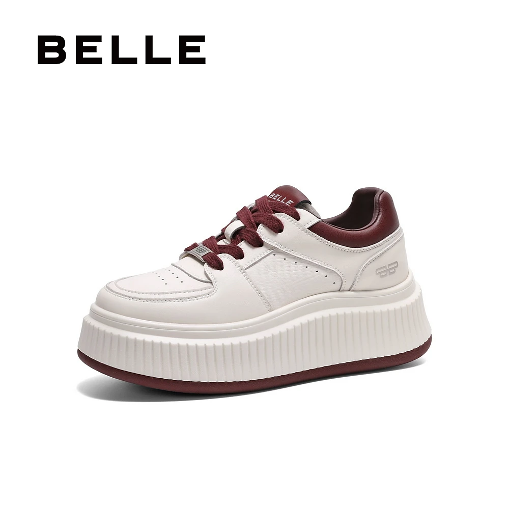 【百丽年糕】休闲舒适小白鞋2025春新时尚百搭厚底时尚板鞋B2427AM5