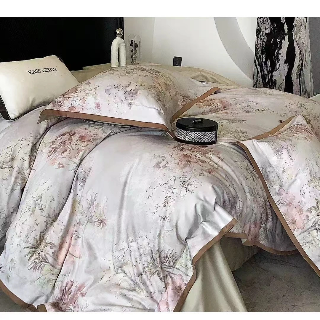 [BK]卡斯兰顿全棉数码印花四件套【闲庭花影】轻奢丝滑贴服透气