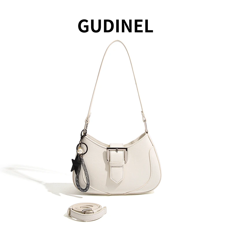 9576米白色2024新款时尚潮流休闲手提包单肩斜挎包腋下百搭小方包