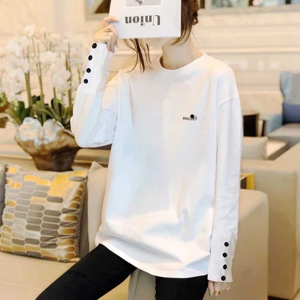 长袖t恤中长款加绒鲨鱼裤搭配的上衣推荐大版磨毛内搭打底衫女棉