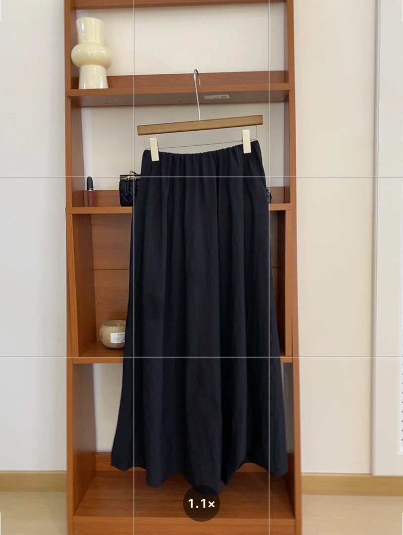 [哈尼家2]韩系新款简约休闲伞裙女百搭休闲黑色半身裙AA90