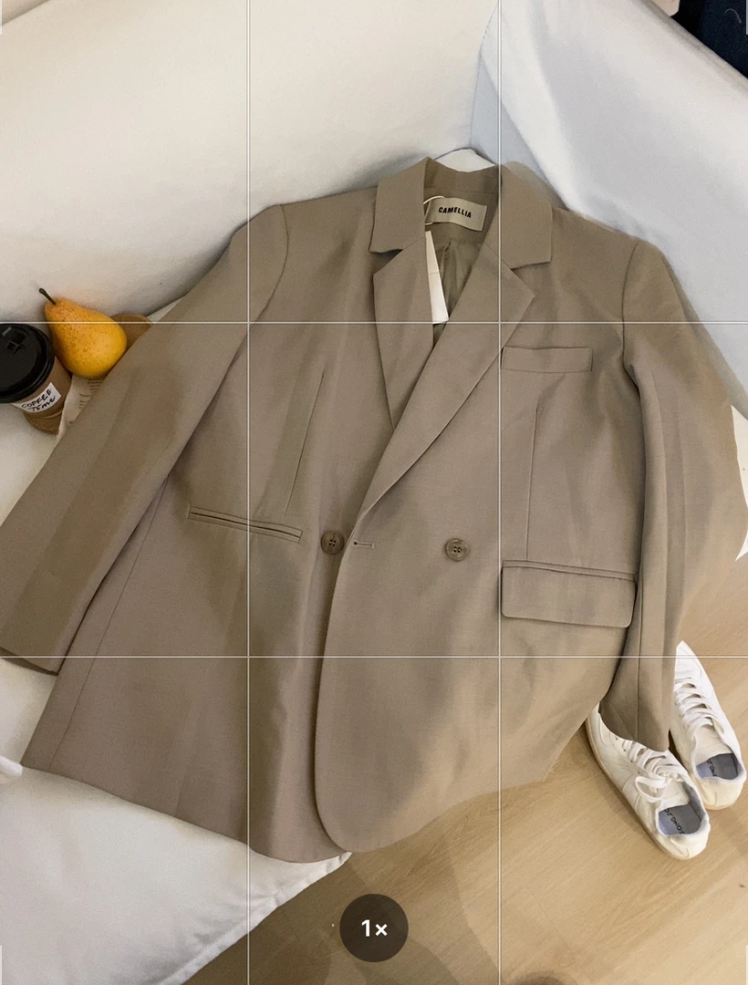 [哈尼家2]韩系浅卡其西装外套宽松休闲日系西装上衣女Y17